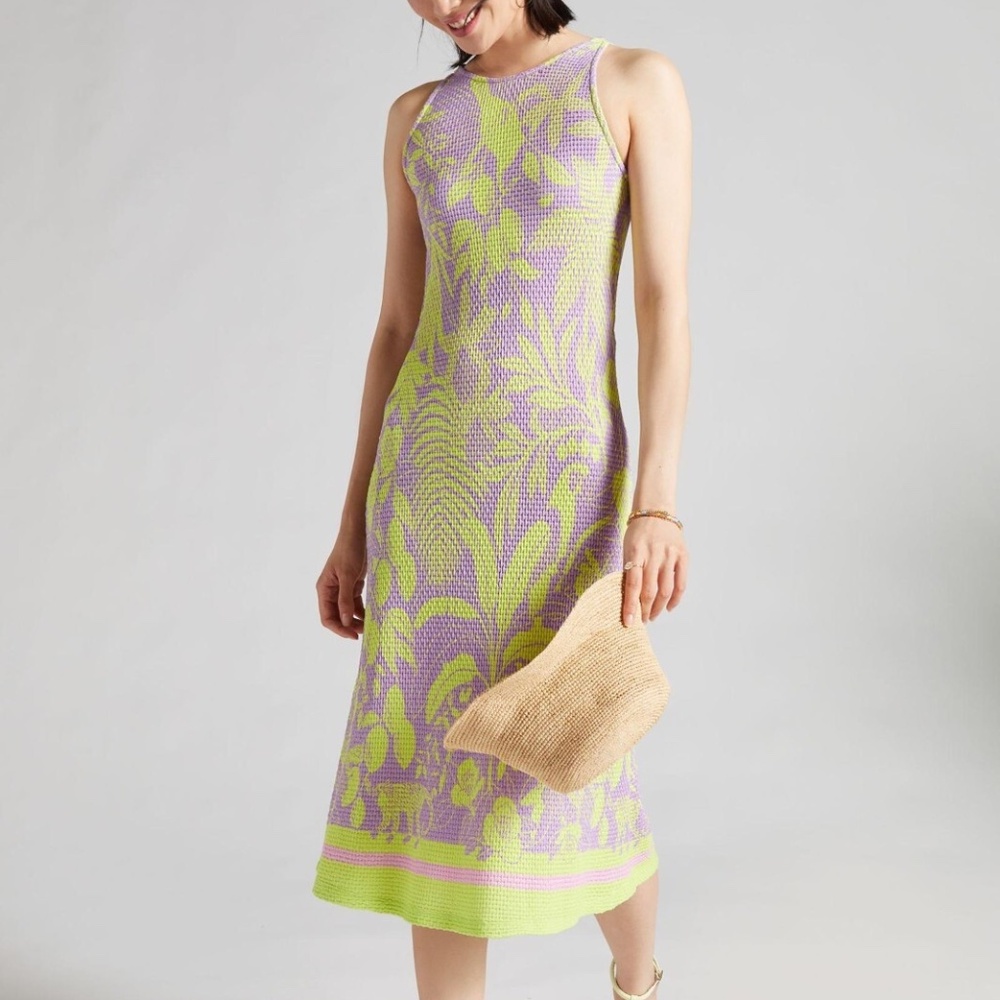 Farm Rio Knit Midi Dress Anthropologie Women Fitted Lime Green Yellow - size XL - Picture 1 of 7